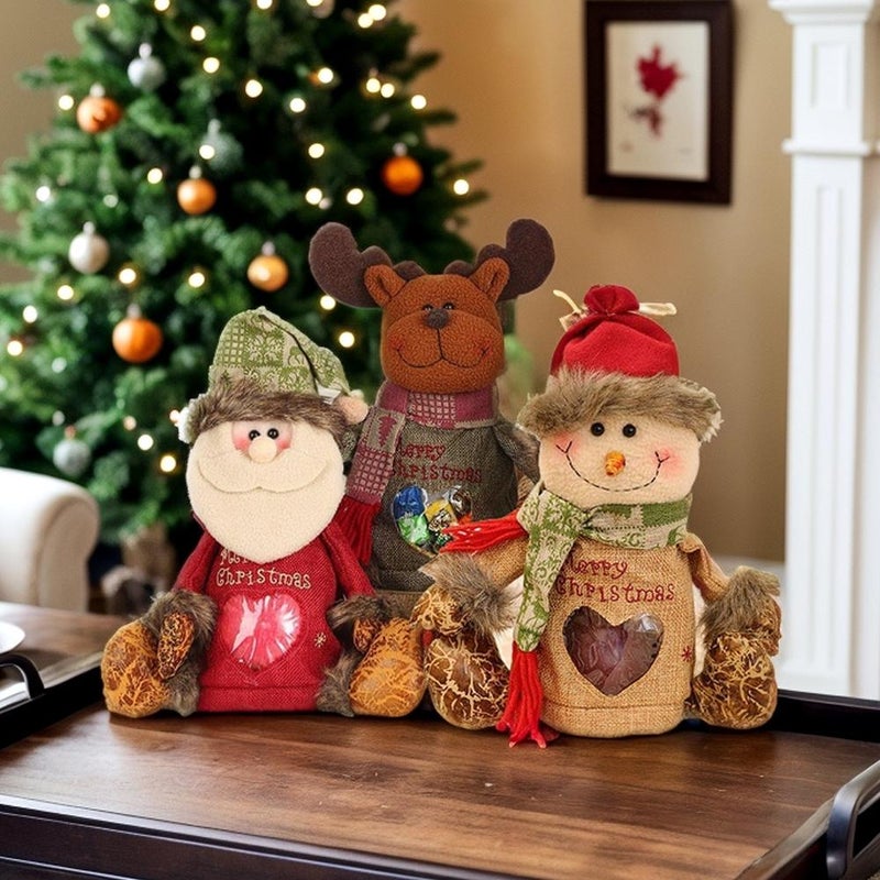 Christma s Gift Bags Zipper Design,2026 New 3D Santa Snowman Deer Doll GiftBags,Reusable Christmas Zipper Gift Bags,Thickened Felt Material, For Packaging of Apples,Candies,Small Toys and Gifts - Image 3
